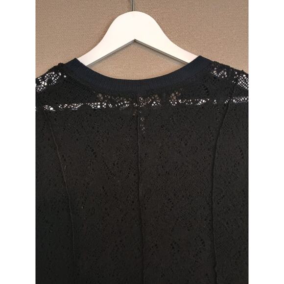 Free People Dress Womens Medium Black Crochet Lace Flare Romantic Neutral Goth - Picture 6 of 10